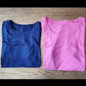 New Directions Crew Neck Short Sleeve Shirts, Navy & Purple, Size Large Set of 2